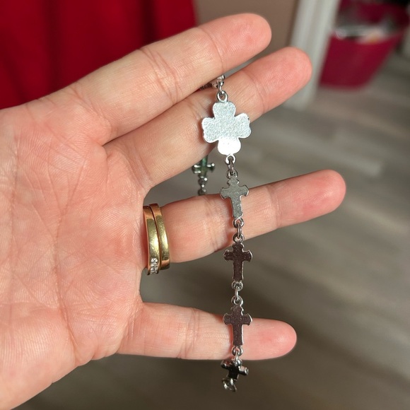 4/$50 PAUA SHELL Silver and Green Clover Cross Bracelet ✝️ - Picture 5 of 6